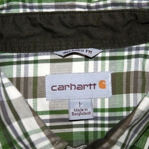 Carhartt Relaxed Fit Men's Short Sleeve‎ Button Front Shirt Size Large